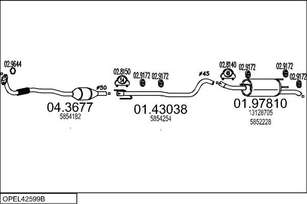 MTS OPEL42599B014182 - Échappement droxauto.com