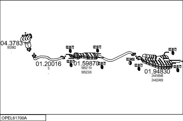 MTS OPEL61700A015298 - Échappement droxauto.com