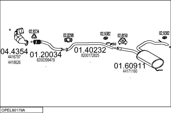 MTS OPEL80179A019928 - Échappement droxauto.com