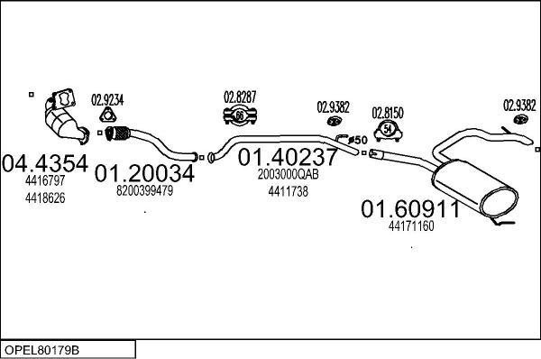 MTS OPEL80179B019928 - Échappement droxauto.com