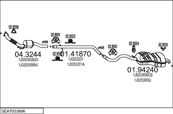MTS SEAT05389A015725 - Échappement droxauto.com