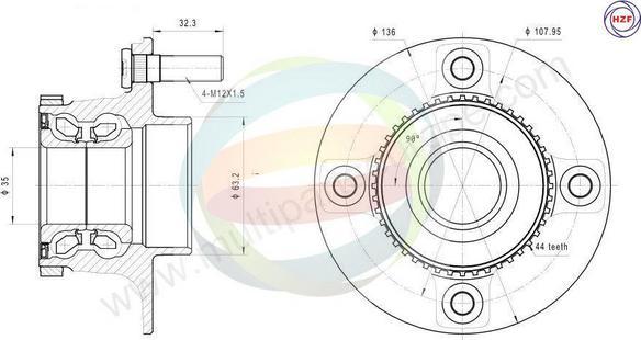 Multiparts 70-010037 - Kit de roulements de roue droxauto.com