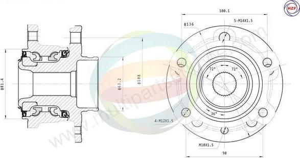 Multiparts 70-150036 - Kit de roulements de roue droxauto.com