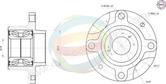 Multiparts 70-350082 - Kit de roulements de roue droxauto.com