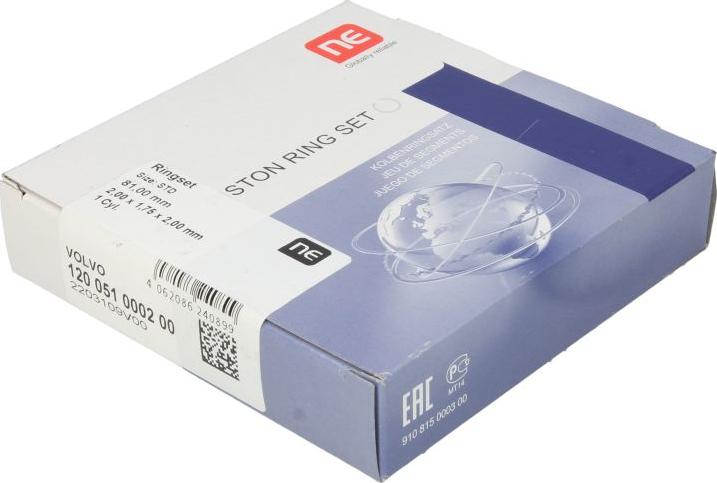 NE 120051000200 - Jeu de segments de pistons droxauto.com