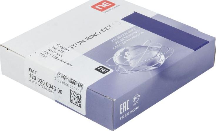 NE 120020004300 - Jeu de segments de pistons droxauto.com