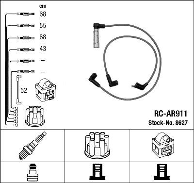 NGK 8627 - Kit de câbles d'allumage droxauto.com