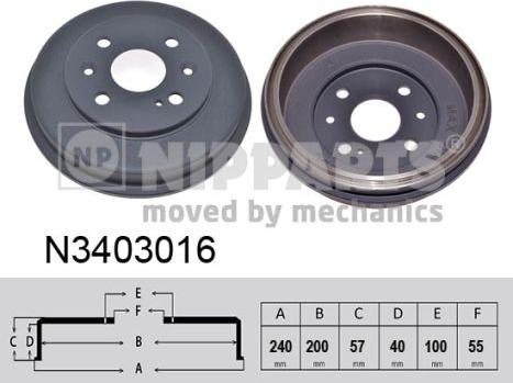 Nipparts N3403016 - Tambour de frein droxauto.com