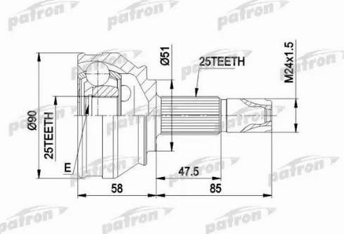 Patron PCV1258 - Jeu de joints, arbre de transmission droxauto.com