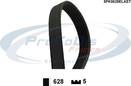 Procodis France 5PK0628ELAST - Courroie trapézoïdale à nervures droxauto.com