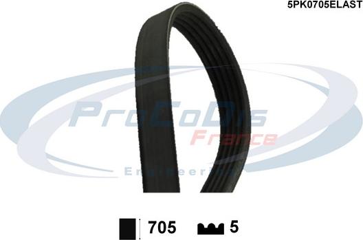 Procodis France 5PK0705ELAST - Courroie trapézoïdale à nervures droxauto.com