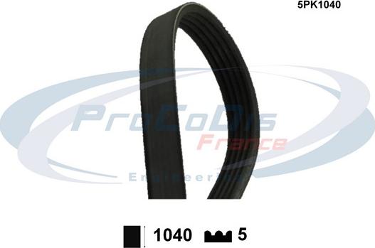 Procodis France 5PK1040 - Courroie trapézoïdale à nervures droxauto.com