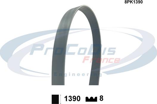 Procodis France 8PK1390 - Courroie trapézoïdale à nervures droxauto.com