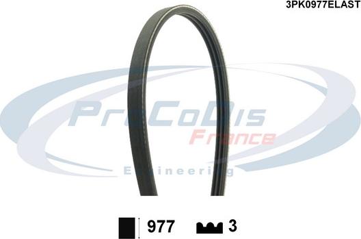 Procodis France 3PK0977ELAST - Courroie trapézoïdale à nervures droxauto.com