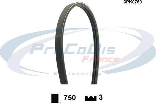 Procodis France 3PK0750 - Courroie trapézoïdale à nervures droxauto.com