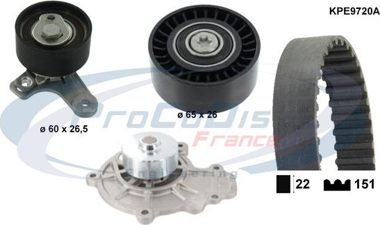 Procodis France KPE9720A - Pompe à eau + kit de courroie de distribution droxauto.com