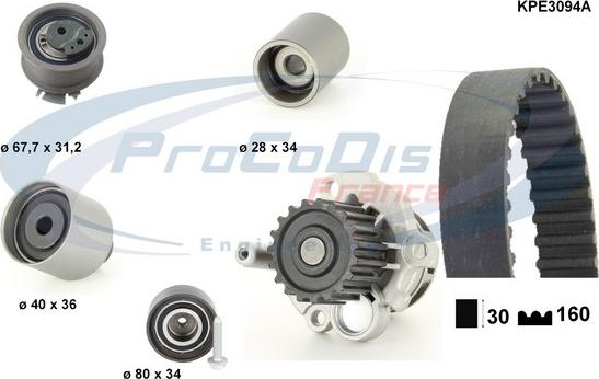 Procodis France KPE3094A - Pompe à eau + kit de courroie de distribution droxauto.com