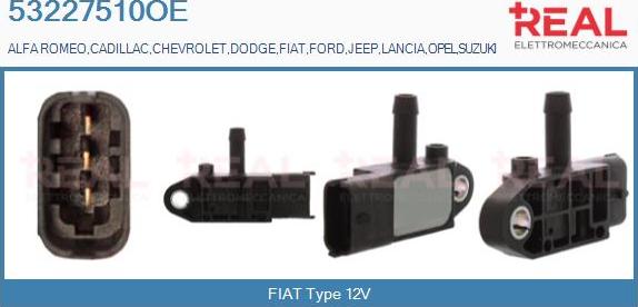 REAL 53227510OE - Capteur, pression des gaz échappement droxauto.com