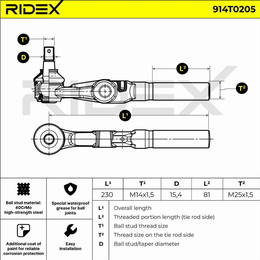 RIDEX 914T0205 - Rotule de barre de connexion droxauto.com