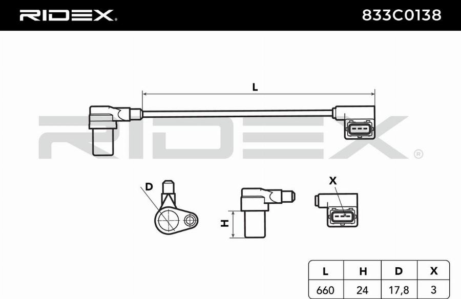 RIDEX 833C0138 - Capteur d'angle, vilebrequin droxauto.com