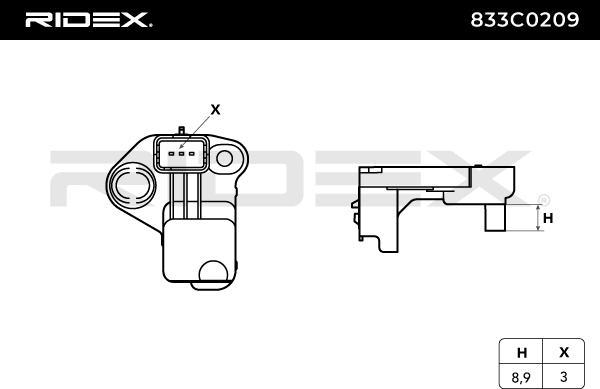 RIDEX 833C0209 - Capteur d'angle, vilebrequin droxauto.com