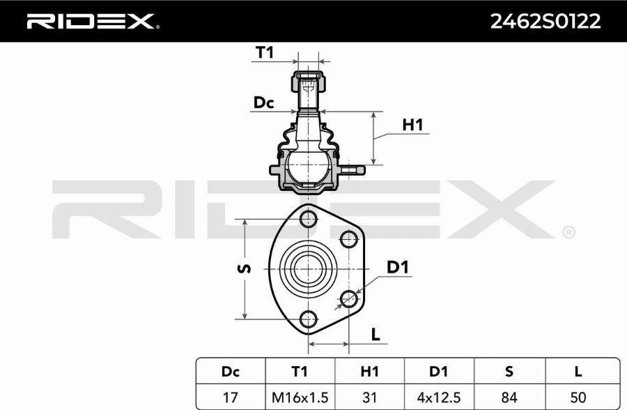 RIDEX 2462S0122 - Rotule de suspension droxauto.com