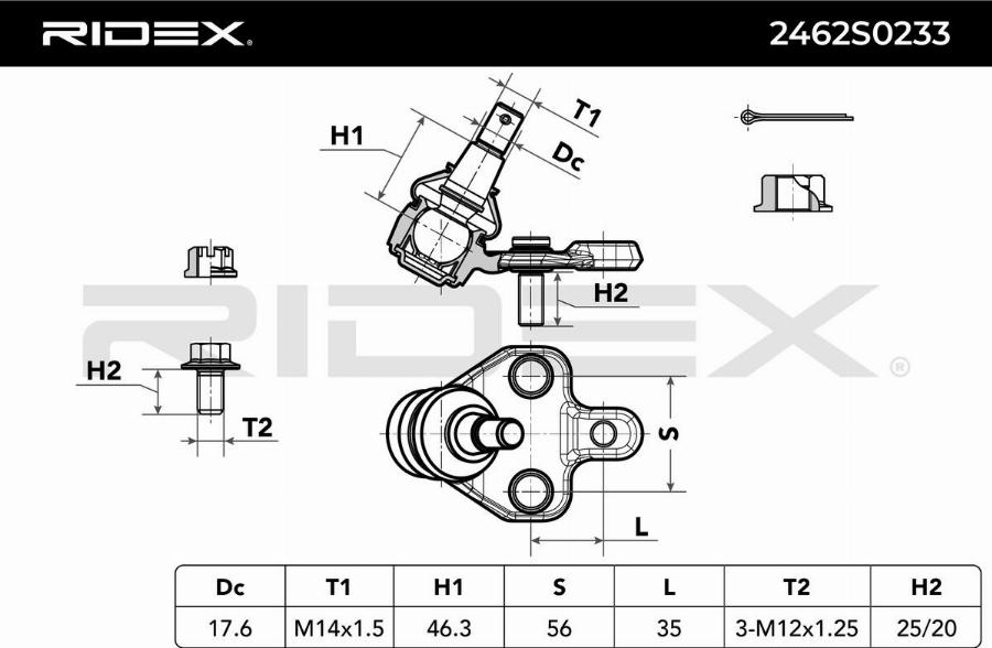 RIDEX 2462S0233 - Rotule de suspension droxauto.com