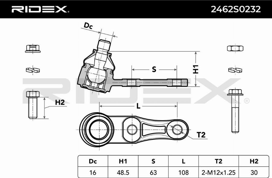 RIDEX 2462S0232 - Rotule de suspension droxauto.com