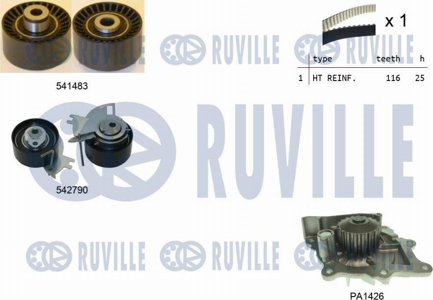 Ruville 5504271 - Pompe à eau + kit de courroie de distribution droxauto.com
