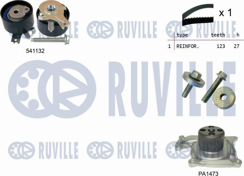 Ruville 5500553 - Pompe à eau + kit de courroie de distribution droxauto.com