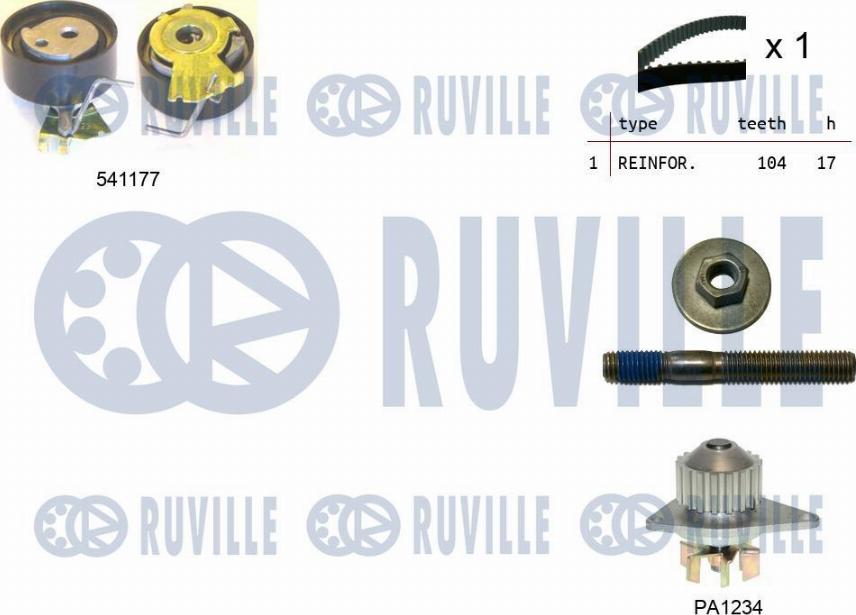 Ruville 5500511 - Pompe à eau + kit de courroie de distribution droxauto.com