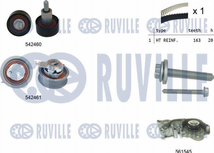 Ruville 5503842 - Pompe à eau + kit de courroie de distribution droxauto.com