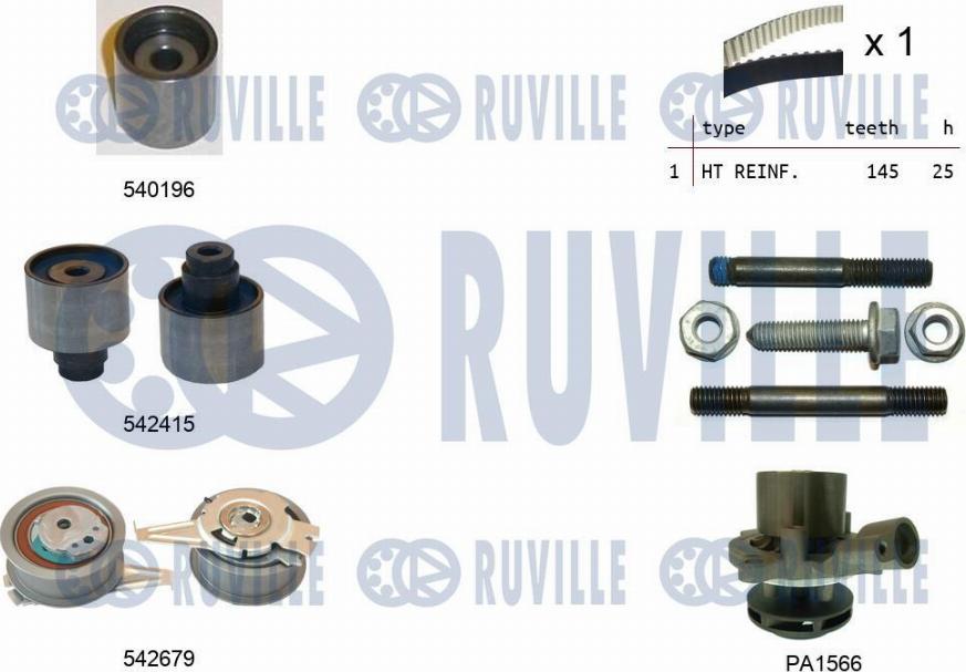 Ruville 5503761 - Pompe à eau + kit de courroie de distribution droxauto.com
