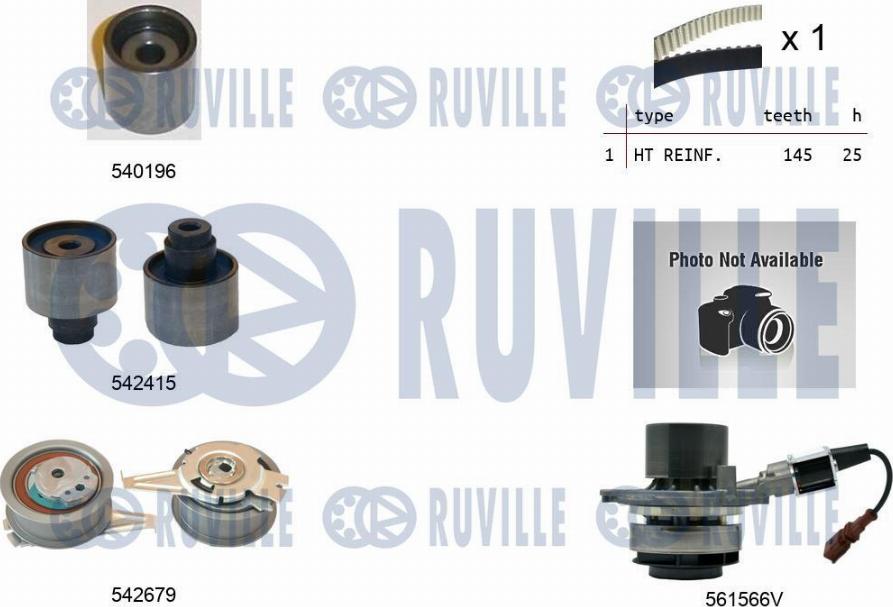Ruville 5503762 - Pompe à eau + kit de courroie de distribution droxauto.com