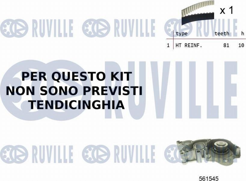 Ruville 55B0041 - Pompe à eau + kit de courroie de distribution droxauto.com