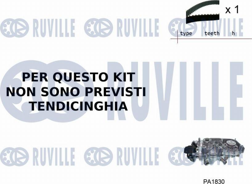 Ruville 55B0061 - Pompe à eau + kit de courroie de distribution droxauto.com