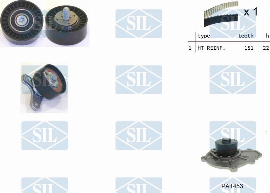 Saleri SIL K1PA1453 - Pompe à eau + kit de courroie de distribution droxauto.com