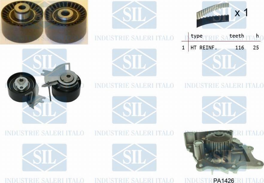 Saleri SIL K2PA1426 - Pompe à eau + kit de courroie de distribution droxauto.com