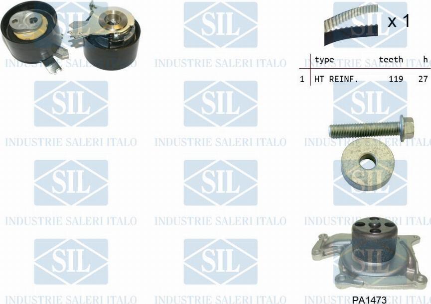 Saleri SIL K2PA1473 - Pompe à eau + kit de courroie de distribution droxauto.com