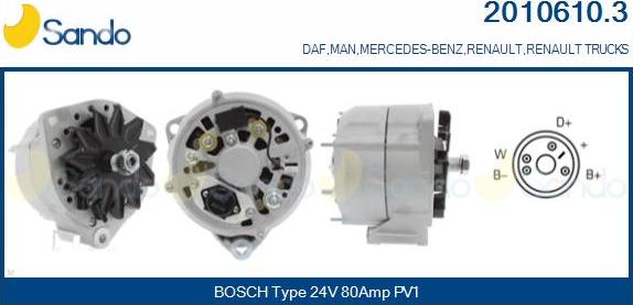Sando 2010610.3 - Alternateur droxauto.com