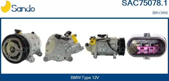 Sando SAC75078.1 - Compresseur, climatisation droxauto.com