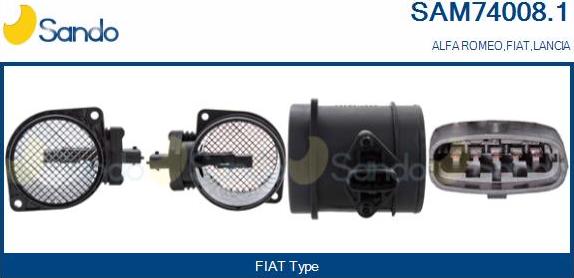 Sando SAM74008.1 - Débitmètre de masse d'air droxauto.com