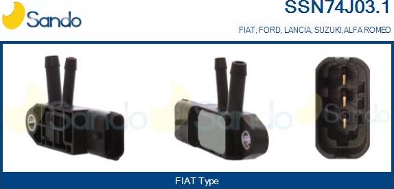 Sando SSN74J03.1 - Capteur, pression des gaz échappement droxauto.com