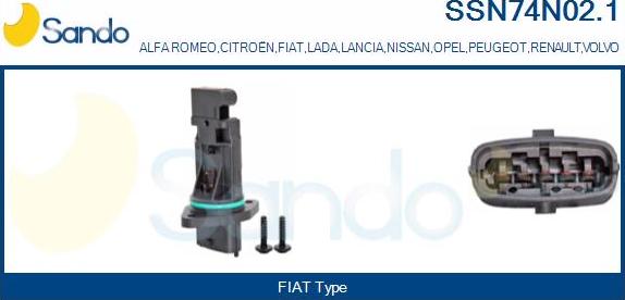 Sando SSN74N02.1 - Débitmètre de masse d'air droxauto.com