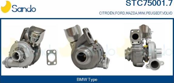Sando STC75001.7 - Turbocompresseur, suralimentation droxauto.com