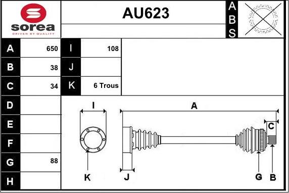 Sera AU623 - Arbre de transmission droxauto.com
