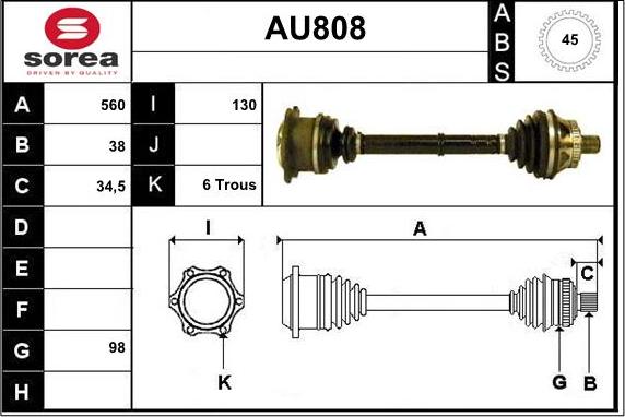 Sera AU808 - Arbre de transmission droxauto.com
