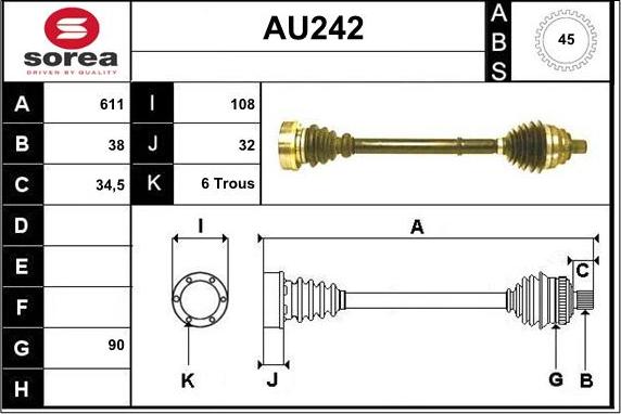 Sera AU242 - Arbre de transmission droxauto.com