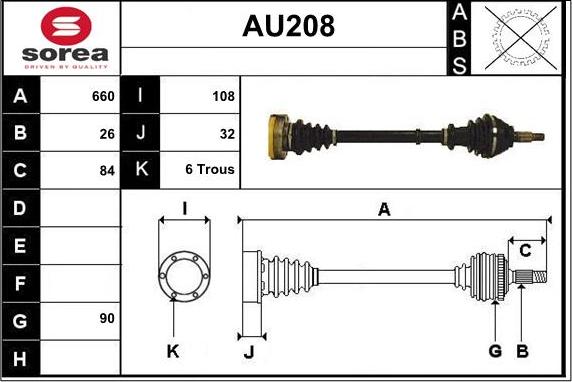 Sera AU208 - Arbre de transmission droxauto.com