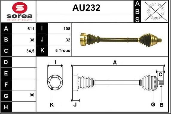 Sera AU232 - Arbre de transmission droxauto.com